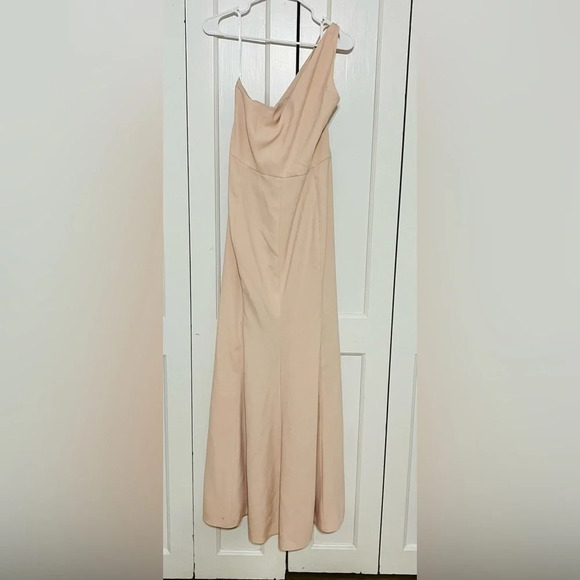 After Six One-Shoulder Draped Cowl-Neck Maxi Dress - 6849 Cameo - Picture 11 of 11